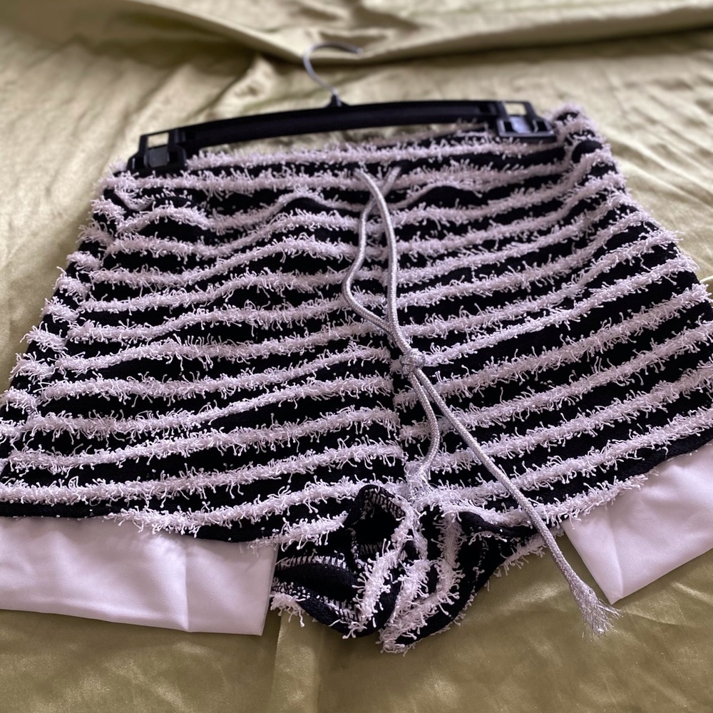 Fluffy fun stripped shorts with visible pockets. Never worn brand new condition